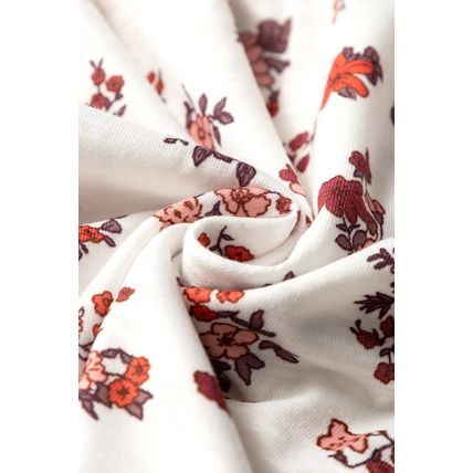 White Boho Floral Ruched Cinched Short Sleeve Blouse