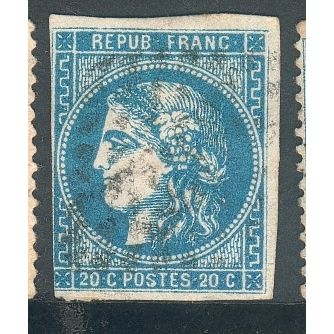 France 1870-1 (imperf) - SG171 - 20c blue Ceres - used