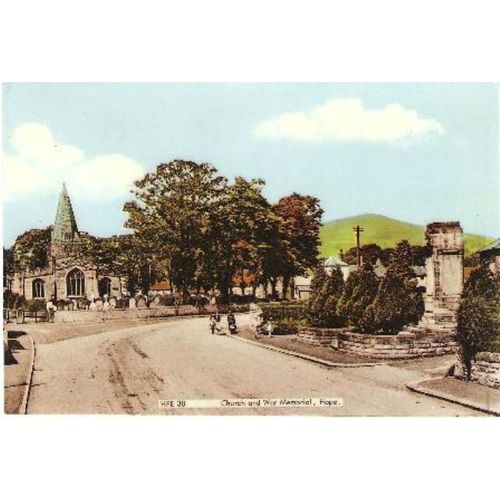Hope, Derbyshire - Church & War Memorial - Bourne postcard c.1970s