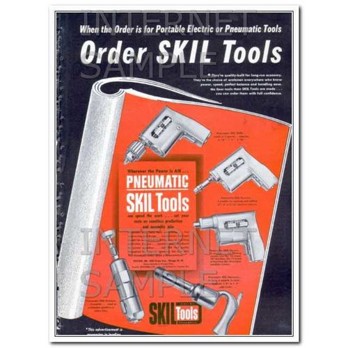 SKILSAW 1948 pneumatic portable electric order SKILTools vintage ad