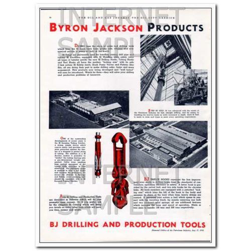 BYRON JACKSON COMPANY 1934 unexcelled oil drilling tools vintage ad