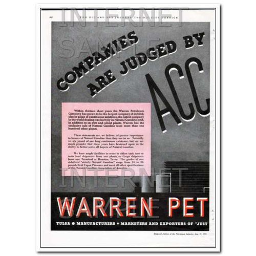 WARREN PETROLEUM COMPANY 1934 companies judged accomplish vintage ad
