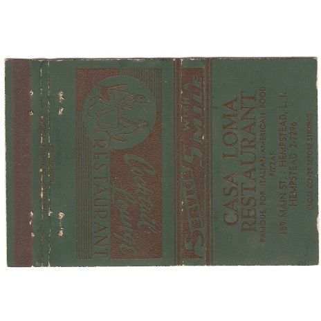 New York Hempstead Long Island Matchcover Casa Loma Restaurant nyli_box1~18