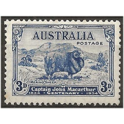 Australia 1934 SG151 3d Blue MacArthur Mounted Mint . .. .