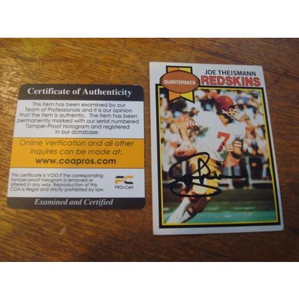 1979 Topps, Autograph Card W/COA, JOE THEISMAN, NICE!!