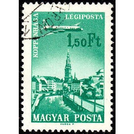 Hungary 1966 Cities and Airplanes 1.50Ft Used Stamp Copenhagen.