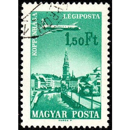 Hungary 1966 Cities and Airplanes 1.50Ft Used Stamp Copenhagen.