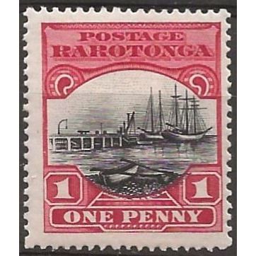 Cook Islands 1920 SG71 1d Black & Carmine-Red Mounted Mint .