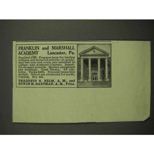 1917 Franklin and Marshall Academy Ad - Lancaster, PA