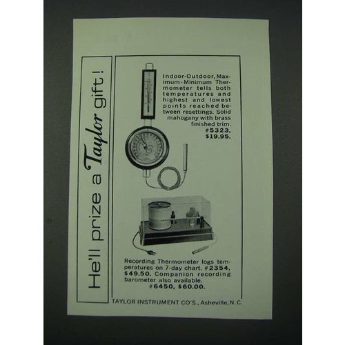 1965 Taylor Ad - Thermometer #5323 and Recording Thermometer #2354