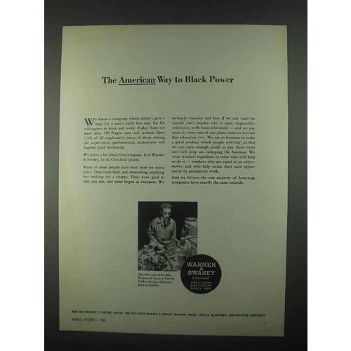 1967 Warner & Swasey Turret Lathe Ad - Black Power