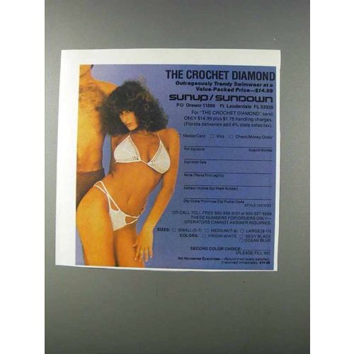 1981 Sunup / Sundown The Crochet Diamond Swimsuit Ad