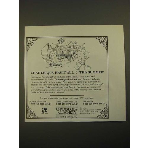 1987 Chautauqua NY Ad - Has it All This Summer