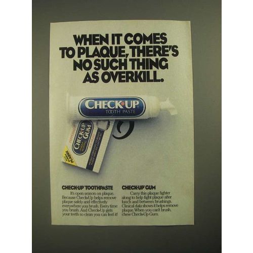 1987 Check-Up Toothpaste and Check-Up Gum Ad - When It Comes To Plaque