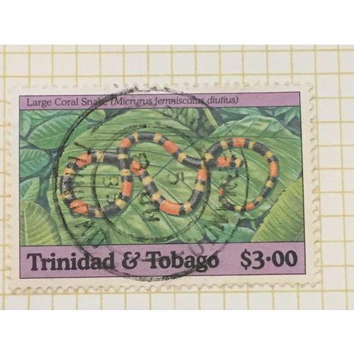 Trinidad & Tobago 1994 Snakes $3 Large Coral Used SG 855 Sc 576 postage stamp