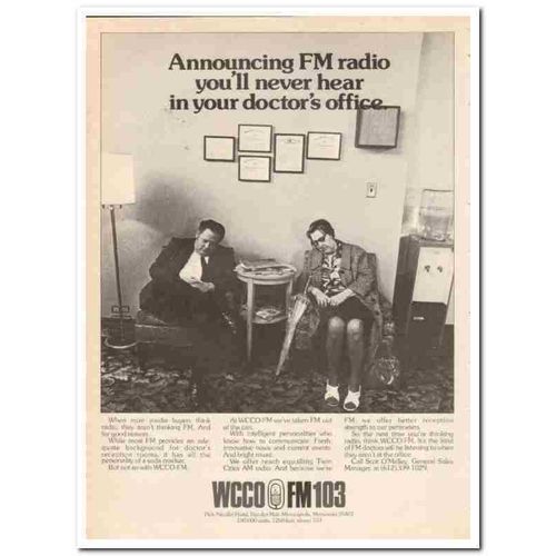 WCCO RADIO 1973 FM103 Minneapolis St Paul MN office media vintage ad