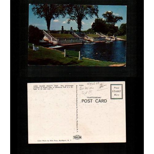 New York Babylon Long Island Postcard Picturesque overflow of Argyle Lake ~19