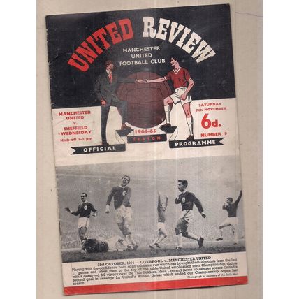 MANCHESTER UNITED v SHEFFIELD WEDNESDAY football programme 7th November, 1964 =