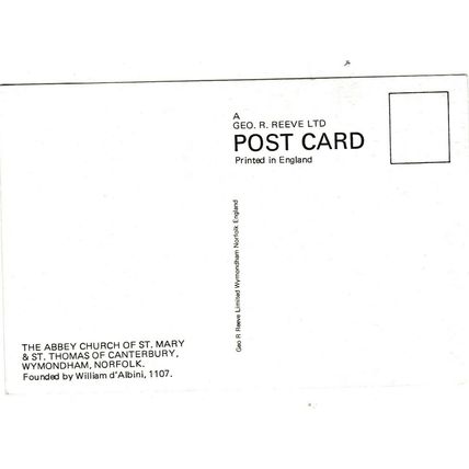 Abbey Church Wymondham Norfolk Postcard unused VGC