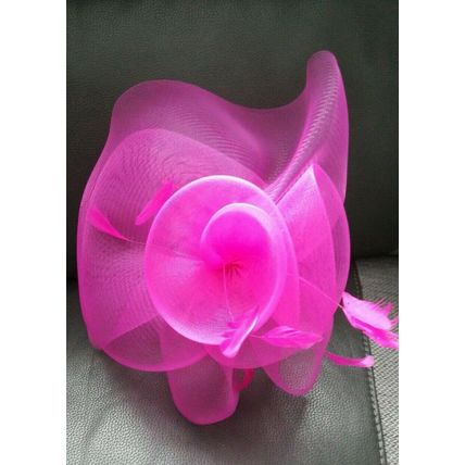 Large Elegant Headband fuchsia pink mesh Fascinator Wedding ASCOT WEDDING RACES
