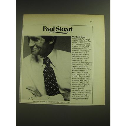 1974 Paul Stuart Classic Oxford Cloth Shirt Advertisement