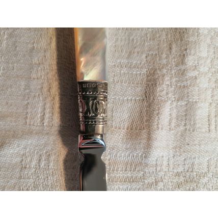 Vintage / Classic, 18cm Letter Opener - Mother of Pearl Handle + Silver Ferrule