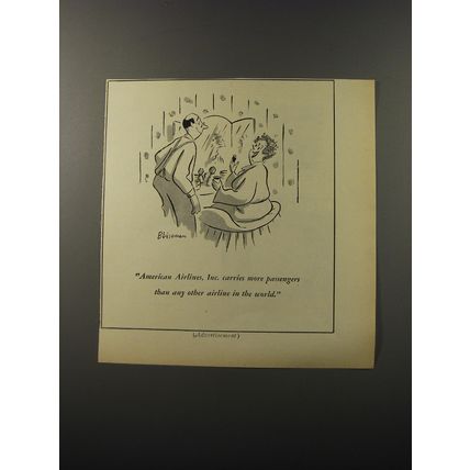 1953 American Airlines Ad - cartoon by Bernard Wiseman