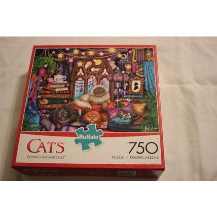 EVENING TEA AND TALES 750 PIECE PUZZLE SEALED CATS KITTENS