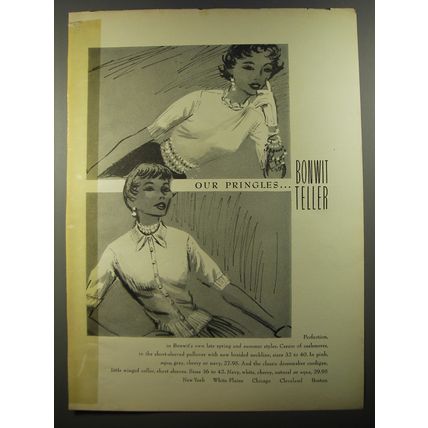 1954 Bonwit Teller Sweaters Advertisement - Our Pringles