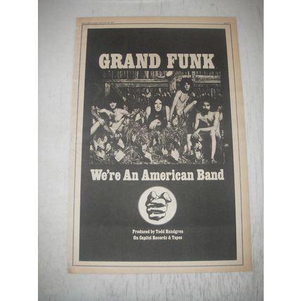 1973 Grand Funk Railroad We're an American Band Album Advertisement