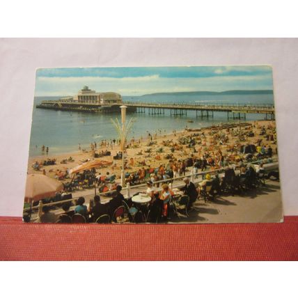 PIER AND EAST BEACH, BOURNEMOUTH, DORSET used postcard 1969 pm /