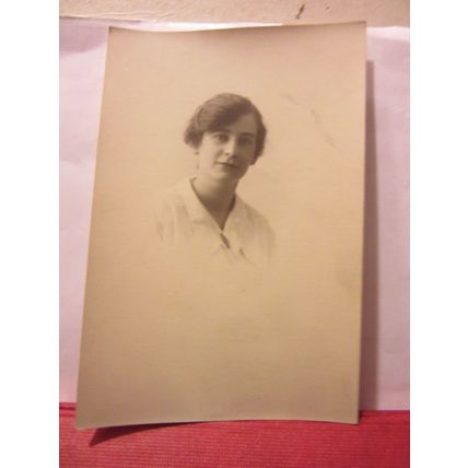 PRETTY YOUNG LADY antique portrait photograph postcard by J P Bamber, Southport=