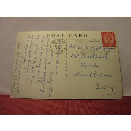 multiview, GUILDFORD, Surrey. used vintage postcard..RP 1961 pm KITTEN /