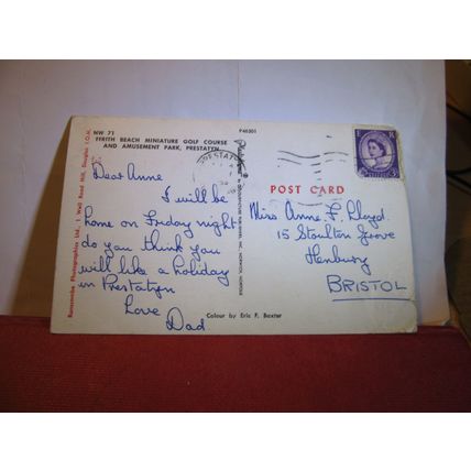 MINIATURE GOLF , FFRITH BEACH, PRESTATYN, Flintshire used postcard 1963? pm =