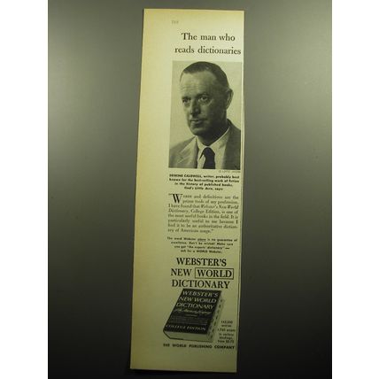 1958 Webster's New World Dictionary Advertisement - Erskine Caldwell