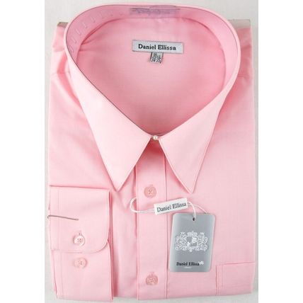 NWT Daniel Ellissa Men's Pink Dress Shirt with Convertible Cuffs, 18.5 (34/35)
