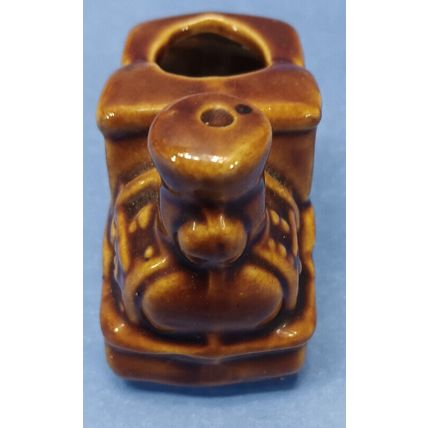 Vintage Train Locomotive Toothpick Holder BROWN Ceramic Planter