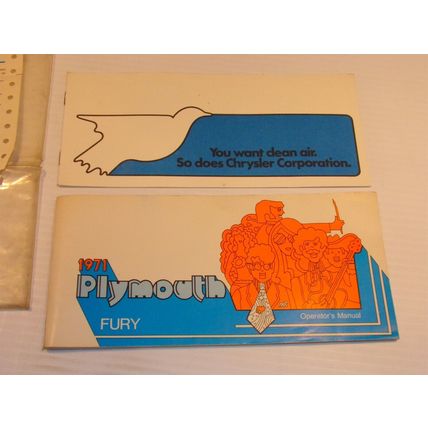 1971 Plymouth Fury Operator's Manual + Clean Air Warranty Safety Equip Checklist