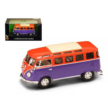 1962 Volkswagen Microbus Van Bus Orange/Purple 1/43 Diecast Car by Road Signa...