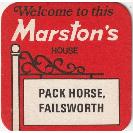 BEER MAT - MARSTONS BREWERY - PACK HORSE, FAILSWORTH - (Cat No 189) - (1979)