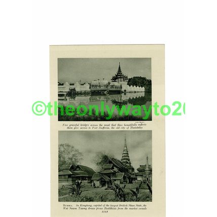 Bridges, Old Mandalay & Kengtung, Burma (Myanmar), Book Illustration, c1920