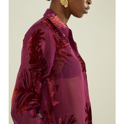 KAREN MILLEN Tall 5'10" & Above Feather Devore Woven Shirt BNWT (RARE)