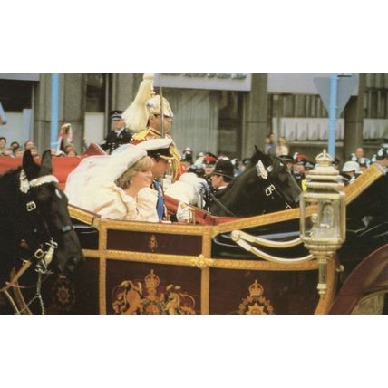 Princess Diana in 1902 State Postillion Landau Royal Carriage Postcard
