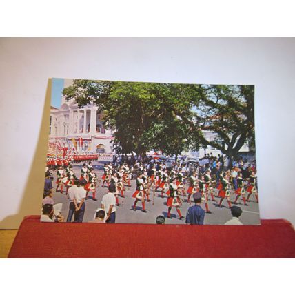 GIRL PIPE BAND, NATIONAL DAY PARADE, SINGAPORE unused postcard =