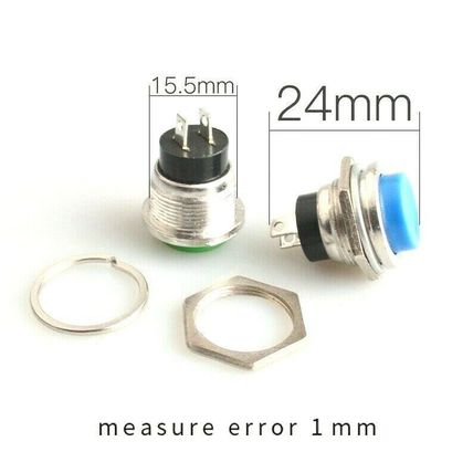 16mm Switch Round Metal Push Button Momentary Heavy Duty