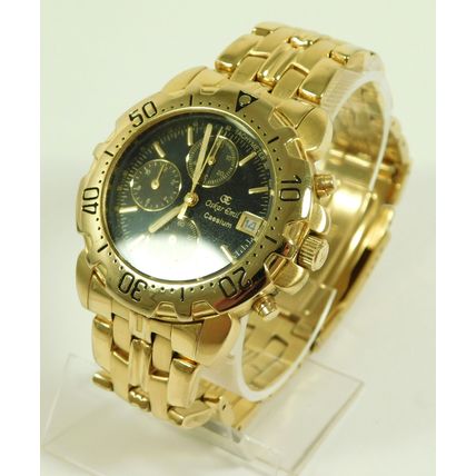 Working Oskar Emil Caesium Quartz 23ct GP Chronograph Wristwatch Ltd Edition