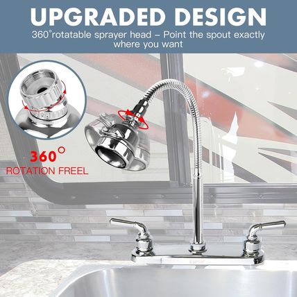 XMK All Metal RV Kitchen Faucet,Camper RV Kitchen Sink Faucet Replacement with F