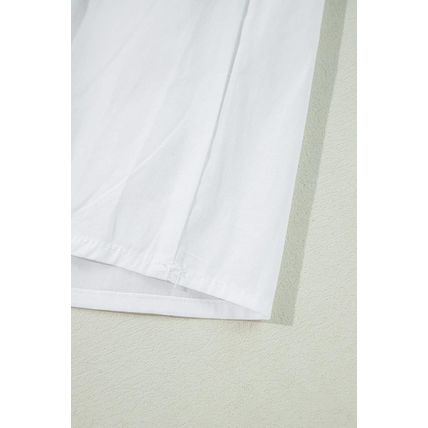 White Bow Knot Cutout Back Loose Fit 3/4 Sleeve Blouse