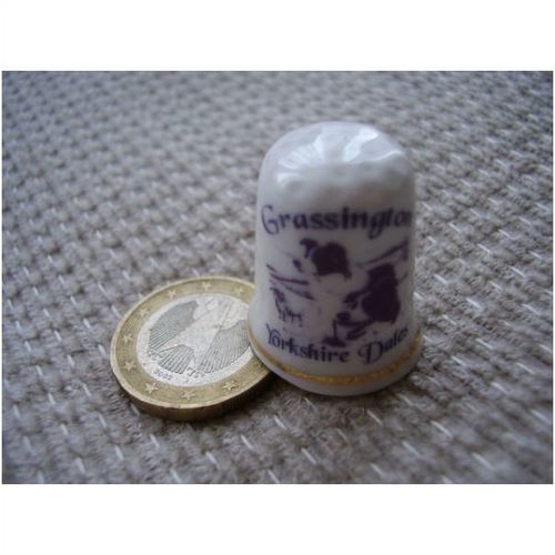 Bone China Thimble - Grassington Collie Dogs - Yorkshire Dales.