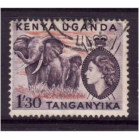 KENYA UGANDA AND TANGANYIKA 1954 SG176 1s.30 AFRICAN ELEPHANTS FINE USED #3